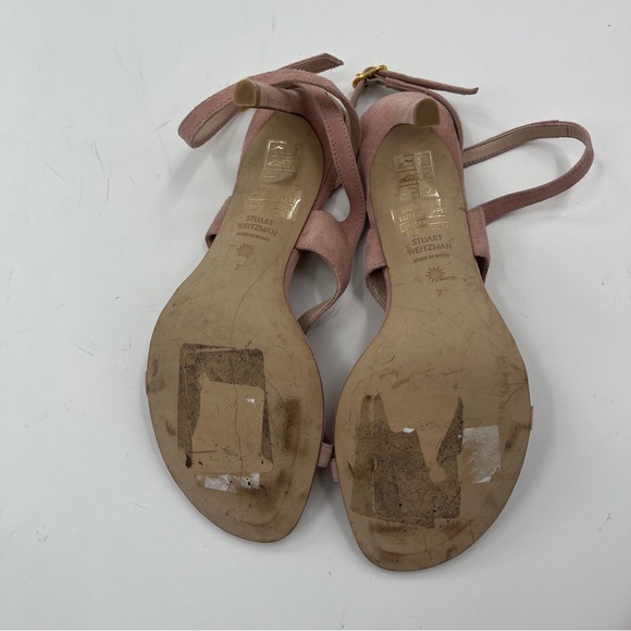 Stuart Weitzman Align Pink/blush Suede Heels Sandals -Size 7 - Picture 11 of 13